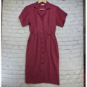 Millicent of California Vintage 60's Secretary Dress Dark Pink Missing Belt